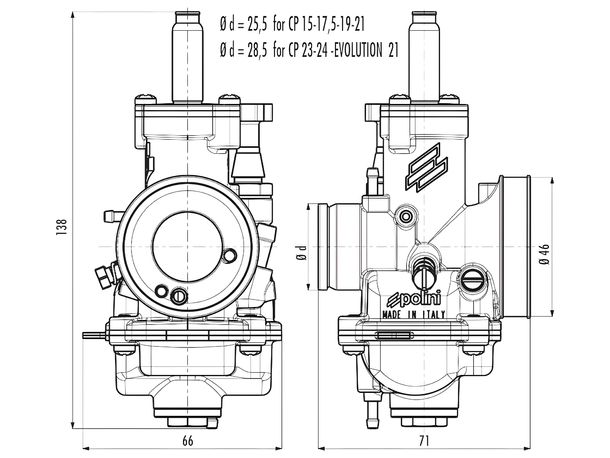 Vergaser Polini CP 21mm mit Choke Knopf – Bild 15