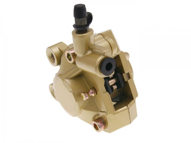 Étriers de frein complets avant avec plaquettes de frein, dorés pour système de freinage AJP / Yamaha Aerox, Neos / MBK Nitro, Booster / Gilera Runner, Stalker / Piaggio NRG, Typhoon