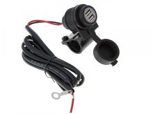USB Doppelsteckdose mit 1,2m Kabel für Motorrad, Moped Roller, Lenker 22mm