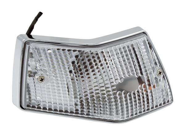 Boîtier complet de clignotant SIEM made in Italy arrière gauche, blanc avec chrome pour Vespa PX