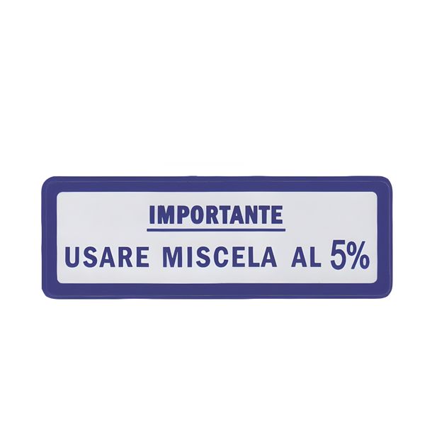 Autocollant style original « ante Usare Miscela Al 5%" bleu, env. 60x20mm pour Vespa OEM réf.
