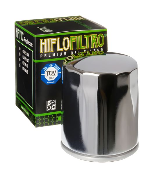 Filtre à huile Hiflo HF170C, chromé pour Harley Davidson FLHS/XL 883 C Sportster