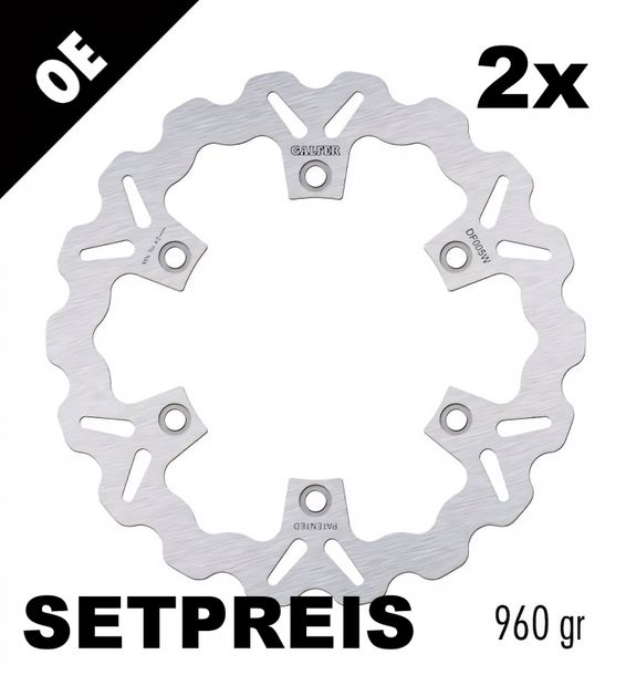 Bremsscheibe Set Galfer 2x DF005W WAVE® mit ECE R90 Zulassung, starr vorne 276x5mm für Honda CBX F, Triumph Tiger VFR CBR 600 - 900 ccm Bj. 1984 - 1998