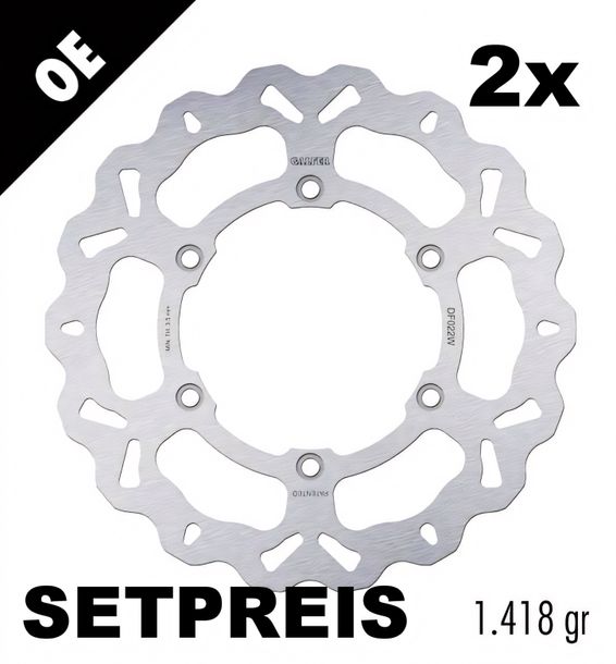 Bremsscheibe Set Galfer 2x DF022W WAVE® mit ECE R90 Zulassung, starr vorne 318x5mm für Honda ST Pan-European, Triumph Adventurer 900 / 1100 ccm Bj. 1990 - 2001