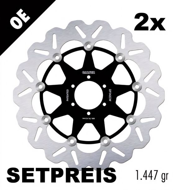 Remschijf Set Galfer 2x DF042CW WAVE® met ECE R90-goedkeuring, zwevend voor 310x5mm voor Honda RVF R 750 ccm Bouwjaar 1994 - 1997
