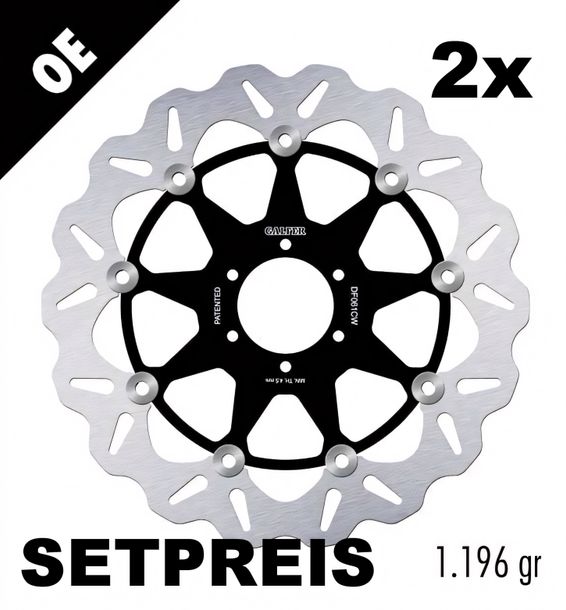 Bremsscheibe Set Galfer 2x DF061CW WAVE® mit ECE R90 Zulassung, schwimmend vorne 296x5mm für Honda CB F Hornet 600 ccm Bj. 2000 - 2006