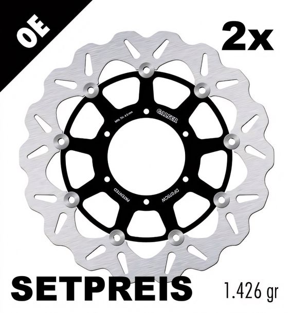Bremsscheibe Set Galfer 2x DF070CW WAVE® mit ECE R90 Zulassung, schwimmend vorne 310x5mm für Honda CB A F S SA VFR CBR RR CTX 600 - 1300 ccm Bj. 2003 - 2021