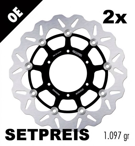 Remschijf Set Galfer 2x DF079CW WAVE® met ECE R90-goedkeuring, zwevend voor 296x4,5mm voor Honda CBF N S ABS A F FA 600 / 1000 ccm Bouwjaar 2006 - 2016