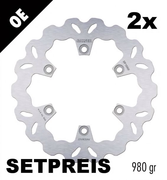 Bremsscheibe Set Galfer 2x DF159W WAVE® mit ECE R90 Zulassung, starr vorne 270x5mm für Kawasaki GPZ S R GTR 500 - 1000 ccm Bj. 1983 - 2009