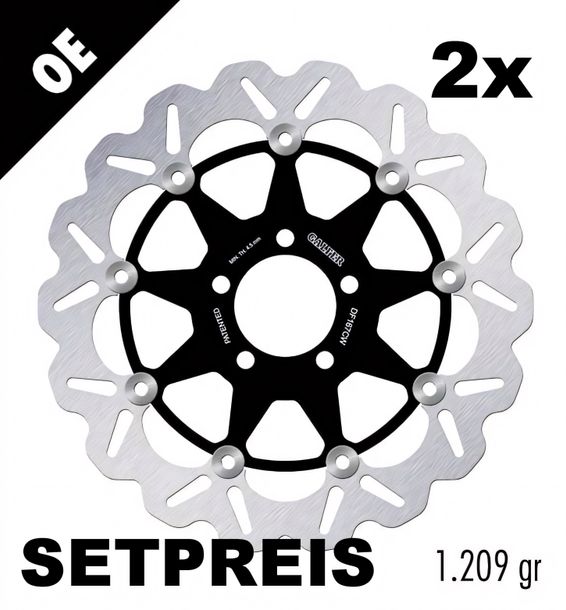 Bremsscheibe Set Galfer 2x DF167CW WAVE® mit ECE R90 Zulassung, schwimmend vorne 300x5mm für Kawasaki GPZ R ZZR ZR Zephyr ZX-12 Z ABS 250 - 1200 ccm Bj. 1989 - 2008