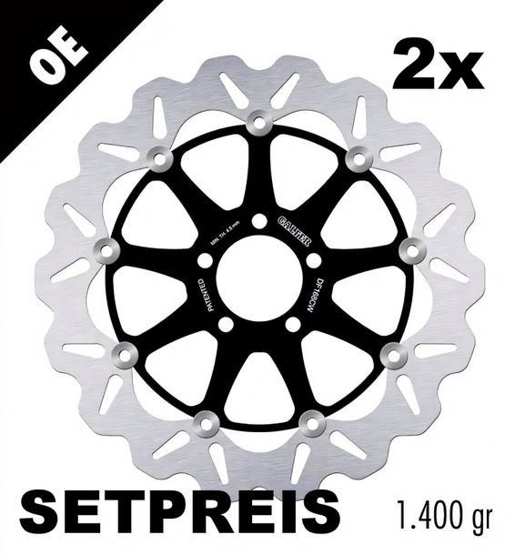 Bremsscheibe Set Galfer 2x DF168CW WAVE® mit ECE R90 Zulassung, schwimmend vorne 320x5mm für Kawasaki ZRX S R ZX-7 RR ZXR ZZR ZX-12 VN Mean Streak 750 - 1600 ccm Bj. 1991 - 2007