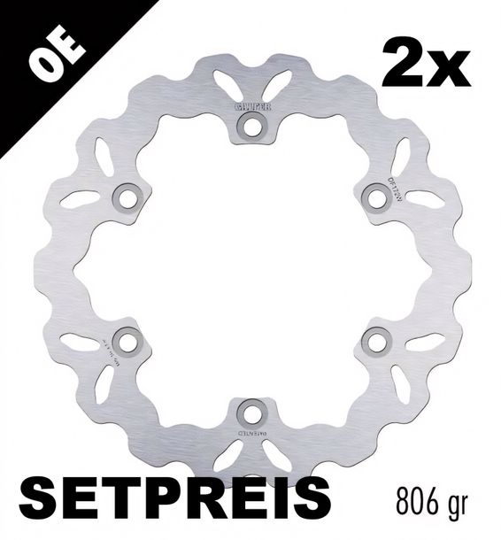 Bremsscheibe Set Galfer 2x DF172W WAVE® mit ECE R90 Zulassung, starr vorne 260x5mm für Kawasaki GPX R 600 ccm Bj. 1988 - 1999