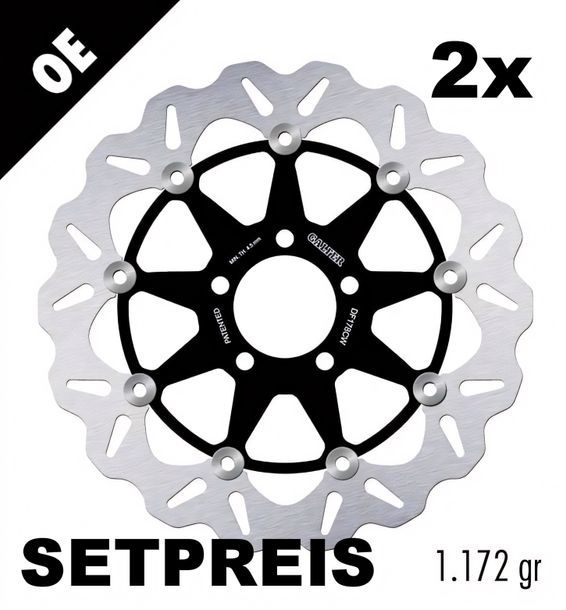Remschijf Set Galfer 2x DF178CW WAVE® met ECE R90-goedkeuring, zwevend voor 296x5mm voor Kawasaki ZX-9R Ninja ZX-6R 600 / 900 ccm Bouwjaar 1998 - 1999