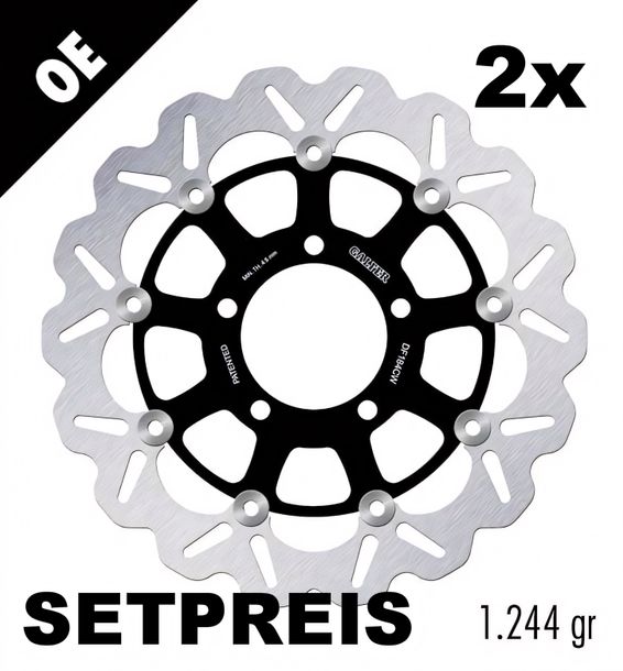 Bremsscheibe Set Galfer 2x DF184CW WAVE® mit ECE R90 Zulassung, schwimmend vorne 300x5mm für Kawasaki KLZ Versys Z SX R SE 600 - 1000 ccm Bj. 1978 - 2023