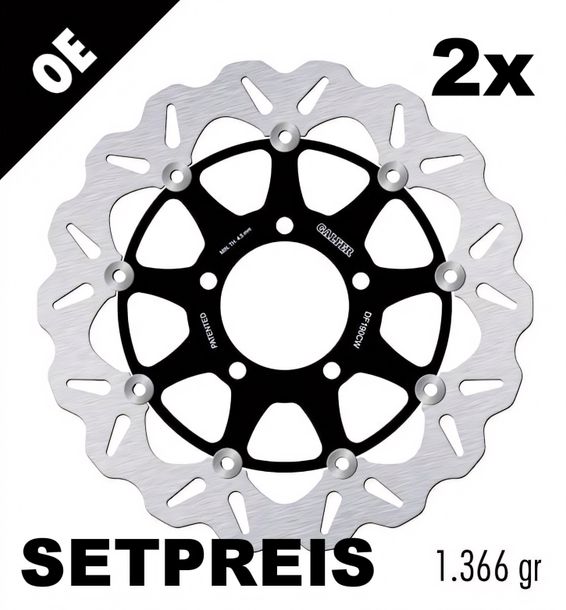 Brake disc Set Galfer 2x DF190CW WAVE® with ECE R90 approval, floating front 310x5mm for Kawasaki GTR ABS KLZ Versys Z E-Version SX ZX 14 R ZZR F Performance Sport 636 Year 14 - 2025
