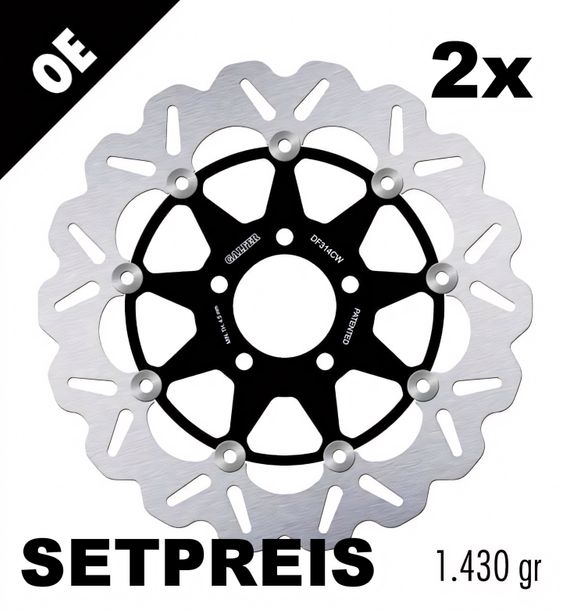 Bremsscheibe Set Galfer 2x DF314CW WAVE® mit ECE R90 Zulassung, schwimmend vorne 310x5mm für Suzuki GSX Inazuma RF GSF Bandit N S 900 / 1200 ccm Bj. 1994 - 2005