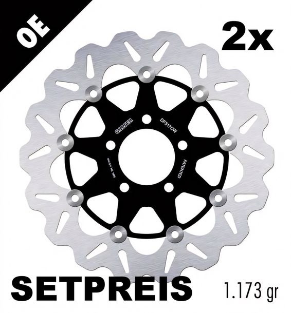Bremsscheibe Set Galfer 2x DF317CW WAVE® mit ECE R90 Zulassung, schwimmend vorne 290x5mm für Suzuki GSX F FK RF R GSX-R 400 - 750 ccm