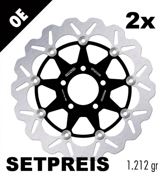 Bremsscheibe Set Galfer 2x DF321CW WAVE® mit ECE R90 Zulassung, schwimmend vorne 300x5mm für Suzuki RGV GSX F GSX-R R 250 - 750 ccm
