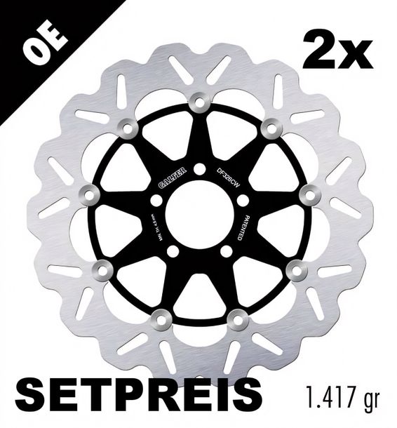 Bremsscheibe Set Galfer 2x DF326CW WAVE® mit ECE R90 Zulassung, schwimmend vorne 310x5mm für Suzuki GSX-R G.H.J 1100 ccm Bj. 1986 - 1988