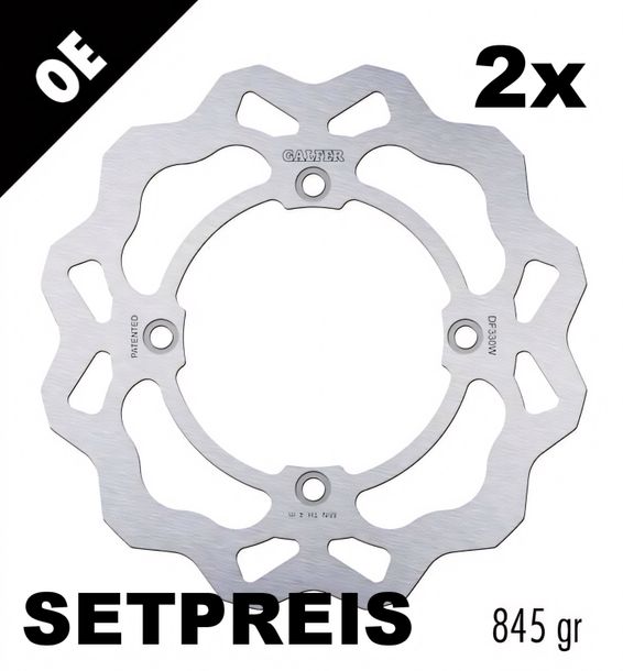 Remschijf Set Galfer 2x DF330W WAVE® met ECE R90-goedkeuring, stijf voor 260x4,5mm voor Suzuki AN Burgman 650 ccm Bouwjaar 2002