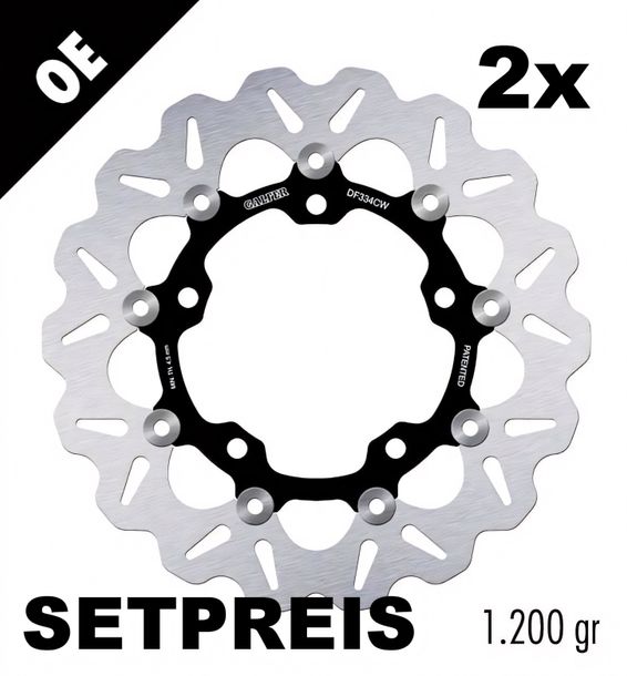 Bremsscheibe Set Galfer 2x DF334CW WAVE® mit ECE R90 Zulassung, schwimmend vorne 290x5mm für Suzuki SV S SF SFV Gladius 650 ccm Bj. 2007 - 2023
