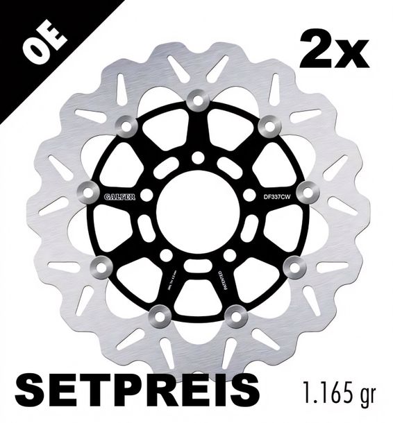 Bremsscheibe Set Galfer 2x DF337CW WAVE® mit ECE R90 Zulassung, schwimmend vorne 290x5mm für Suzuki GSX F VLR C R Intruder GSF Bandit S ABS SV SF 600 - 1800 ccm Bj. 2003 - 2013