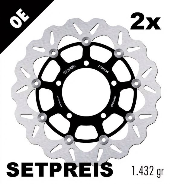 Bremsscheibe Set Galfer 2x DF348CW WAVE® mit ECE R90 Zulassung, schwimmend vorne 310x5mm für Suzuki VZR M 1 R R2 Intruder GSX-R 600 - 1800 ccm Bj. 2005 - 2025
