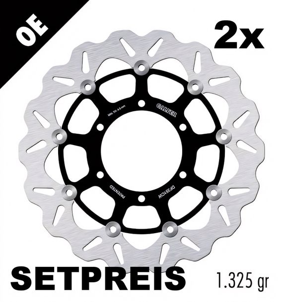 Bremsscheibe Set Galfer 2x DF351CW WAVE® mit ECE R90 Zulassung, schwimmend vorne 310x5mm für Suzuki GSF Bandit N S ABS GSX B-King GSX-R Hayabusa F GSX-S DL V-Strom 600 - 1300 Bj. 2006 - 2023