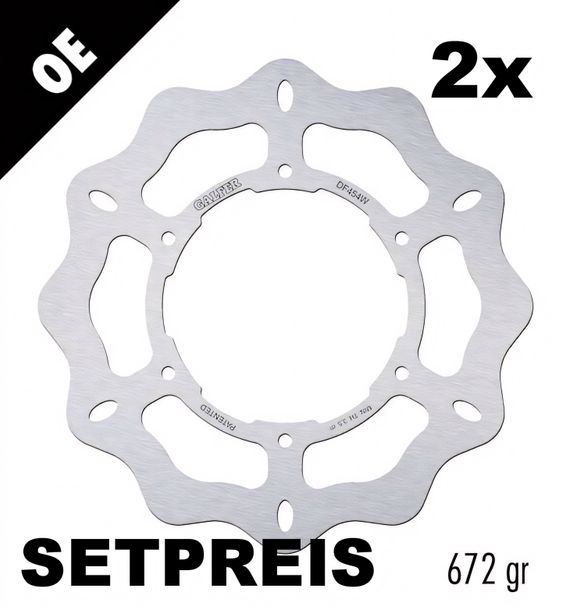 Bremsscheibe Set Galfer 2x DF454W WAVE® mit ECE R90 Zulassung, starr vorne 245x4mm für Yamaha XTZ A Super Tenere 750 ccm Bj. 1989 - 1997