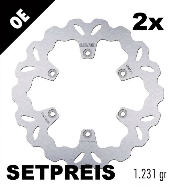 Disque de frein Kit Galfer 2x DF459W WAVE® avec homologation ECE R90, rigide avant 282x5mm pour Yamaha FJ U T XV Virago VMX V-Max Venture Royale XVZ13TD 1100 - 1300 ccm Année 1983 - 1999