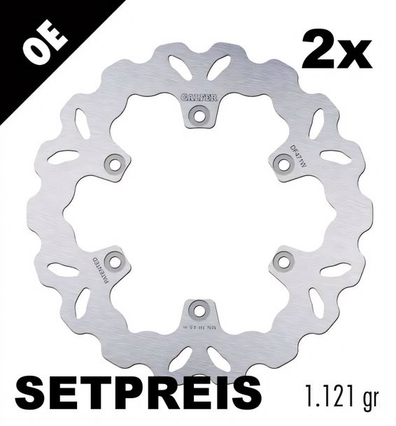 Brake disc Set Galfer 2x DF471W WAVE® with ECE R90 approval, rigid front 267x5mm for Yamaha FZX L RD LC SRX XJ F XV Virago FZ Genesis A C N S 350 - 1100 ccm Year 1983 - 1998
