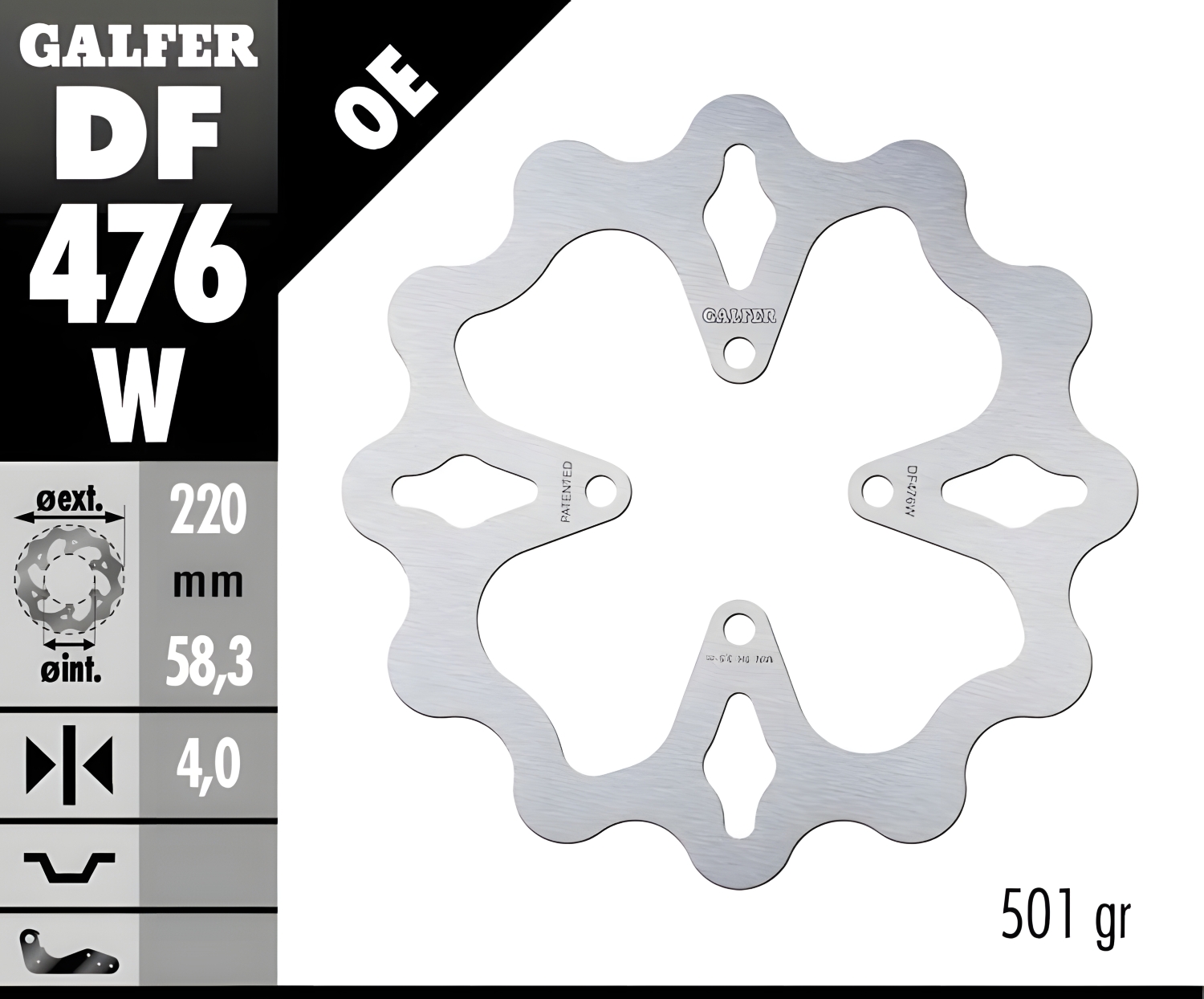 Galfer Bremsscheiben Vorderseite WAVE FIXED 260x3,2mm KTM 600 MX LC4 1990