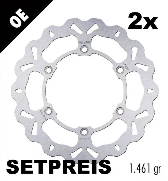 Bremsscheibe Set Galfer 2x DF488W WAVE® mit ECE R90 Zulassung, starr vorne 298x5mm für Yamaha XV 1 Wild Star Road Warrior XVZ Royal XVS Drag A Classic 600 - 1700 ccm Bj. 1983 - 2014