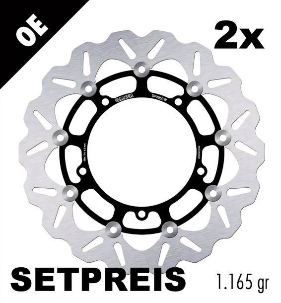 Disco freno Set Galfer 2x DF495CW WAVE® con approvazione ECE R90, flottante anteriore 298x5mm per Yamaha MT-03 XSR A Niken FZ 6 Fazer S MT-07 MT-09 600 - 1900 ccm Anno 2003 - 2025