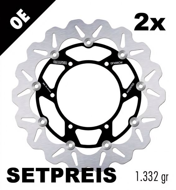 Bremsscheibe Set Galfer 2x DF498CW WAVE® mit ECE R90 Zulassung, schwimmend vorne 320x5mm für Yamaha YZF-R7 OW02 MT-01 1700 FJR 750 - 1670 ccm Bj. 1999 - 2021