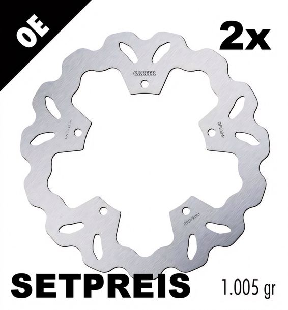 Bremsscheibe Set Galfer 2x DF500W WAVE® mit ECE R90 Zulassung, starr vorne 267x5mm für Yamaha YP Majesty 400 ccm Bj. 2005 - 2009