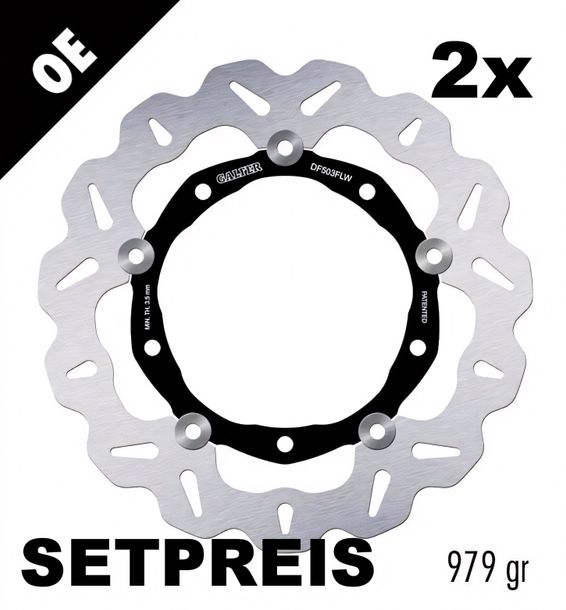 Remschijf Set Galfer 2x DF503FLW WAVE® met ECE R90-goedkeuring, zwevend voor 267x4mm voor Yamaha XP T-Max YP R X-Max 400 - 560 ccm