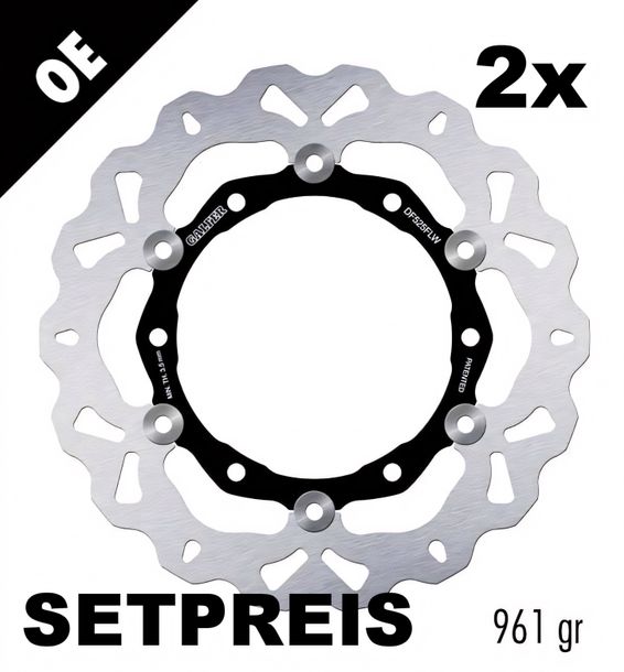 Bremsscheibe Set Galfer 2x DF525FLW WAVE® mit ECE R90 Zulassung, schwimmend vorne 267x4mm für Yamaha XP T-Max 500 ccm