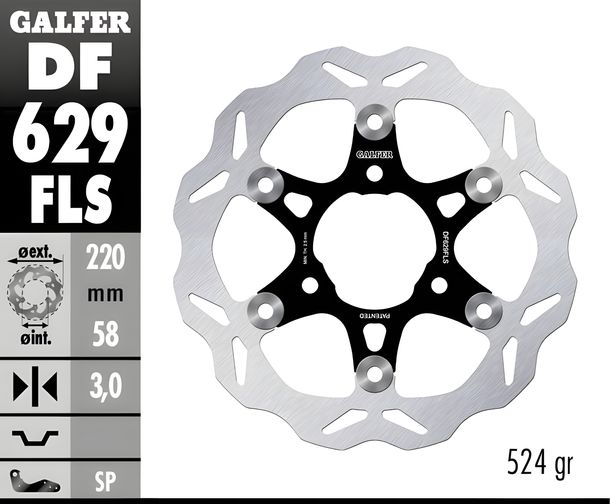 Bremsscheibe Galfer DF629FLS WAVE® Oversize schwimmend vorne 220x3mm für Piaggio – Bild 2