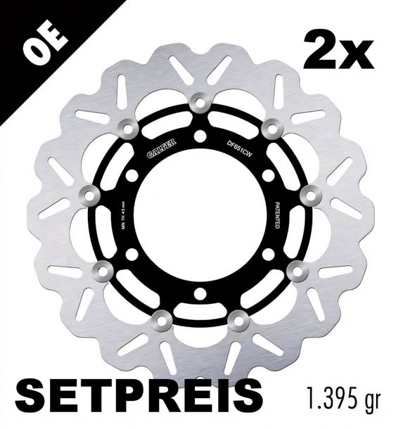 Brake disc Set Galfer 2x DF651CW WAVE® with ECE R90 approval, floating front 310x5mm for Triumph Daytona Sprint Trophy Sport Speed Triple i 750 - 1200 ccm Year 1991 - 2014