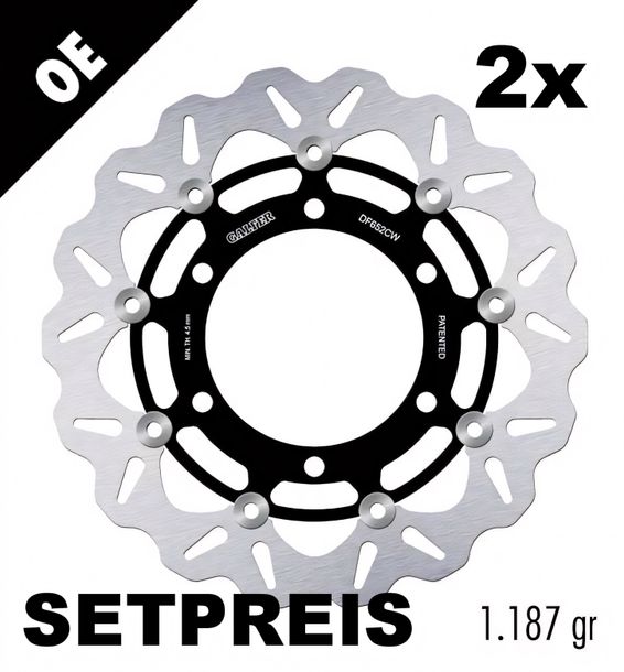 Remschijf Set Galfer 2x DF652CW WAVE® met ECE R90-goedkeuring, zwevend voor 296x5mm voor Triumph Trident 750 / 900 ccm Bouwjaar 1991 - 1998