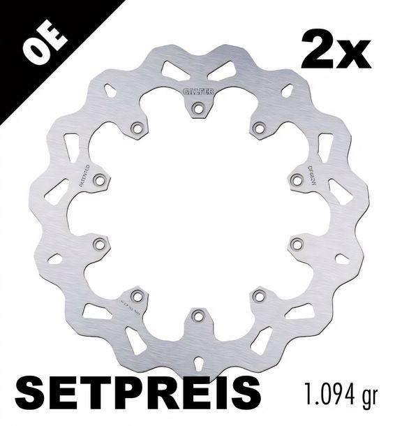 Remschijf Set Galfer 2x DF662W WAVE® met ECE R90-goedkeuring, stijf voor 285x5mm voor BMW K 75 C R 100 RT RS LT 750 - 1000 ccm Bouwjaar 1981 - 1996