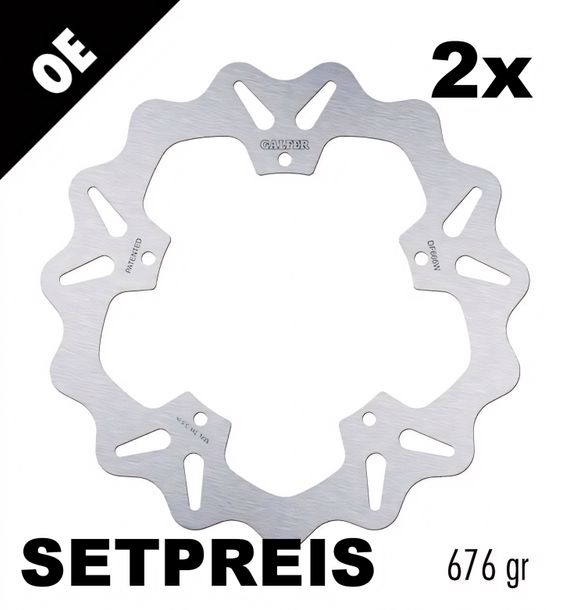 Bremsscheibe Set Galfer 2x DF666W WAVE® mit ECE R90 Zulassung, starr vorne 240x4mm für Piaggio X9 Amalfi X8 Evolution Carnaby i.e X Evo 125 - 400 ccm