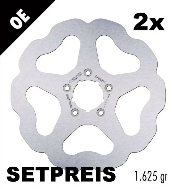 Bremsscheibe Set Galfer 2x DF680W WAVE® mit ECE R90 Zulassung, starr vorne 292x5mm für Harley Davidson FLHRC Road King Classic FLHTC Ultra FLHTCU Electra Glide FLHXI EFI Street Bj. 1990 - 2023