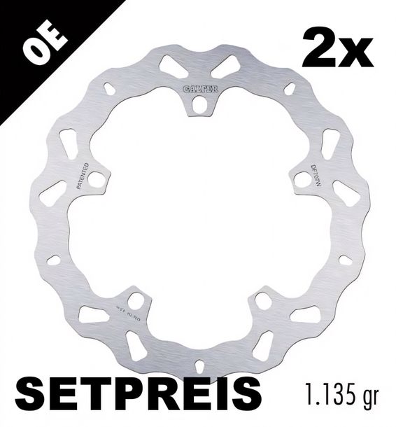 Bremsscheibe Set Galfer 2x DF707W WAVE® mit ECE R90 Zulassung, starr vorne 320x4,5mm für BMW K R S GT GTL ABS ST RS HP2 Megamoto RT LT Integral 800 - 1600 ccm Bj. 1999 - 2025