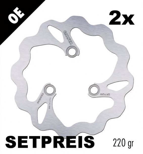 Bremsscheibe Set Galfer 2x DF712W WAVE® mit ECE R90 Zulassung, starr vorne 174x3mm für Honda TRX EX Sportrax X SporTrax FourTrax ER R Recon Foreman SportTrax XX 250 - 700 ccm