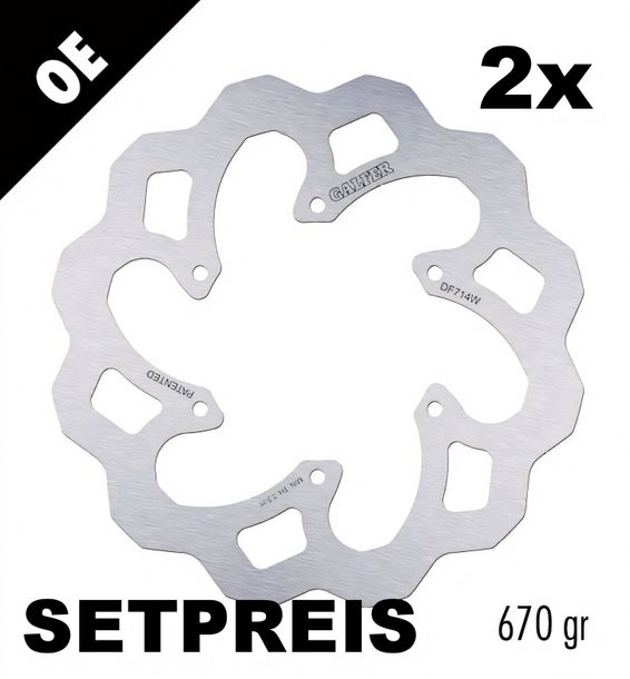 Disco freno Set Galfer 2x DF714W WAVE® con approvazione ECE R90, rigido anteriore 240x4mm per Piaggio MP3 i LT ABS Euro4 Yourban Hybrid, Gilera Fuoco 125 - 500 ccm