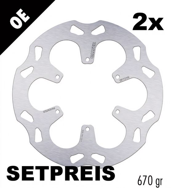 Bremsscheibe Set Galfer 2x DF721W WAVE® mit ECE R90 Zulassung, starr vorne 260x4mm für Piaggio MP3 Sport Advanced HPE 500 / 530 ccm