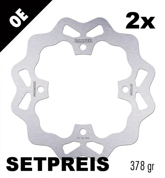 Bremsscheibe Set Galfer 2x DF723W WAVE® mit ECE R90 Zulassung, starr vorne 202x3,5mm für Arctic Cat 2x4 4x4 FIS H1 ATM Thundercat TRV TBX Diesel DVX 250 - 1000 ccm