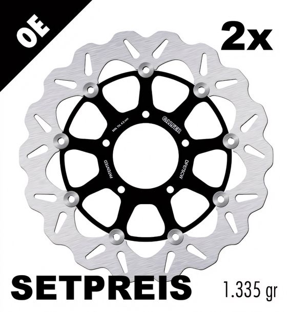 Brake disc Set Galfer 2x DF765CW WAVE® with ECE R90 approval, floating front 310x5mm for MV Agusta Brutale 989 990 R S RR 750 - 1078 ccm Year 1999 - 2025